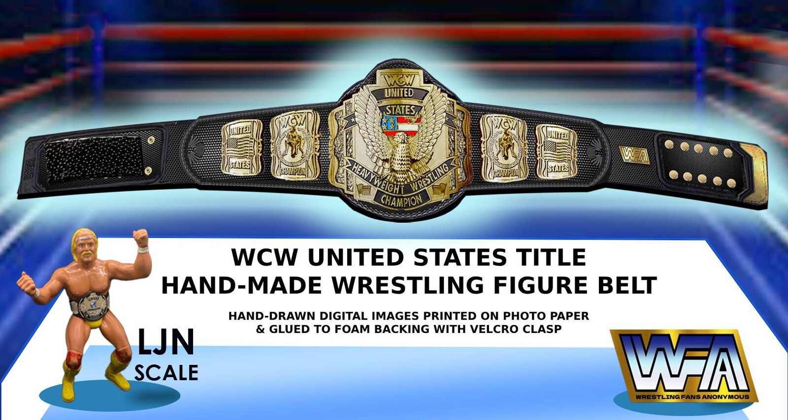 WCW Hand Made Ljn Scale United States Championship Wrestling Belt. WFA