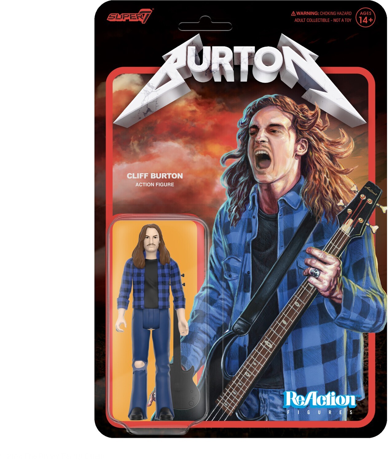 Metallica Cliff Burton ReAction Figure (Blue Flannel Shirt) Super7 – In Stock