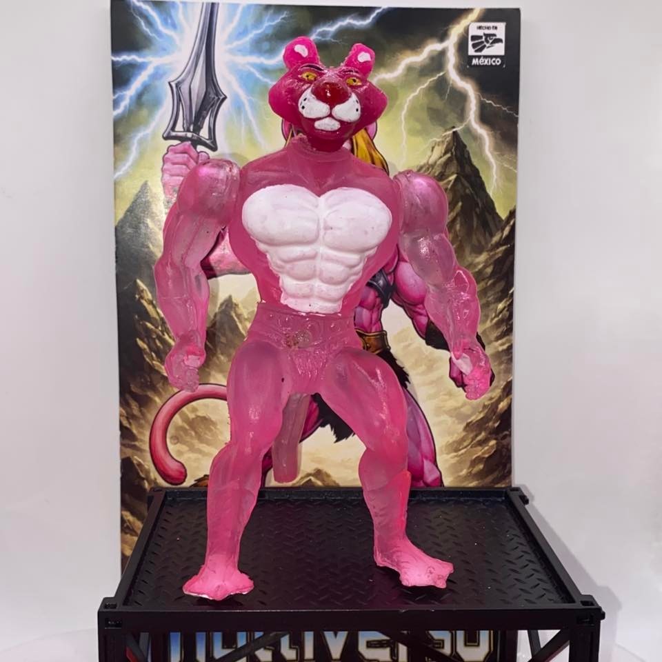 RARE PINK PANTHER Art Toy Custom Mexican Designer MOTU Guerreros Multiverso