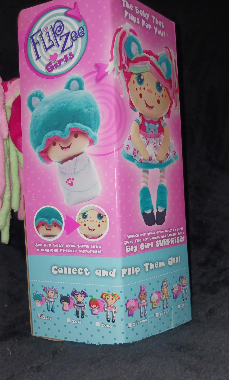 Flip Zee Girls Zoey Snuggly Bear 2-in-1 Plush Doll W/ Bonnet Jay @ Play New