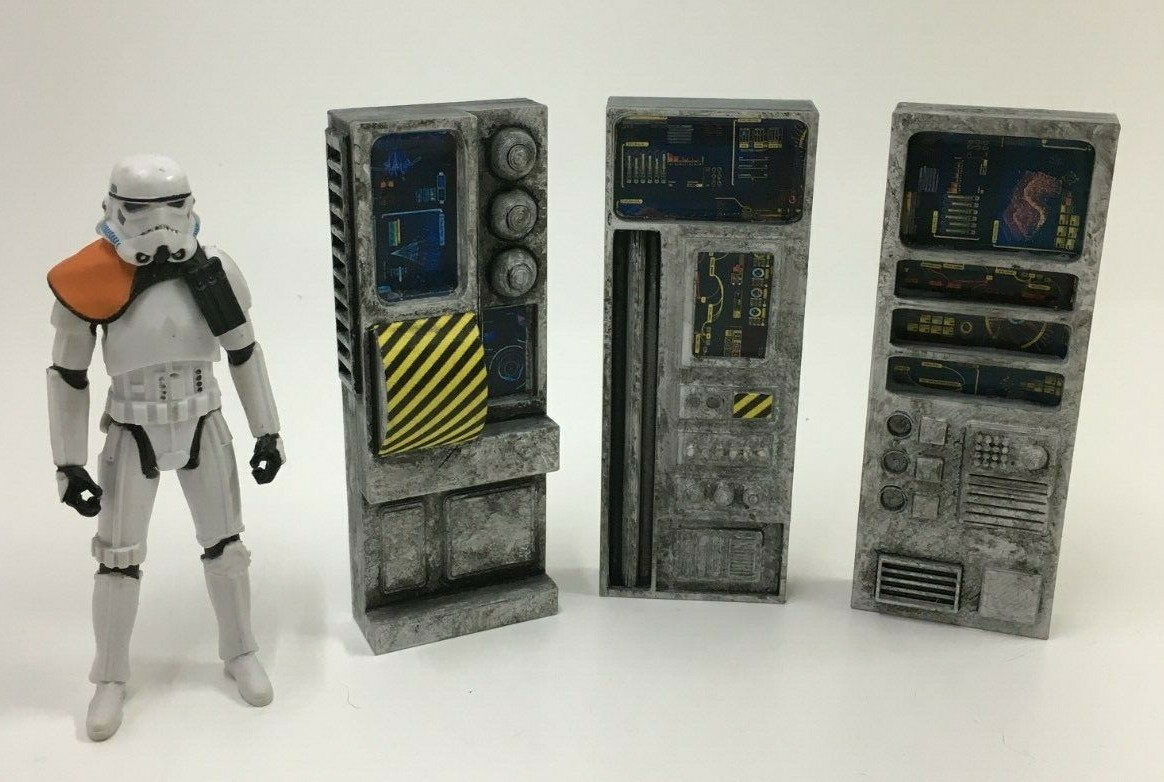 CUSTOM DIORAMA PARTS LOT 3 COMPUTERs for 3.75 inch figures STAR WARS GI JOE +