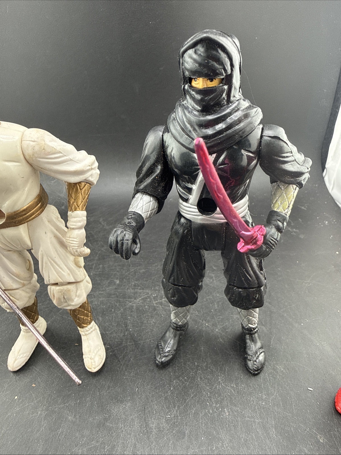 Ninja Action Figure Lot GI Joe Style Red Black White Blue w/ Weapons
