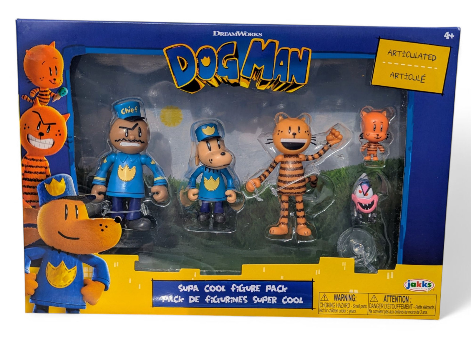 Dreamworks Dog Man SUPA COOL FIGURE PACK Set of 5 Lil Petey Chief Flippy Jakks