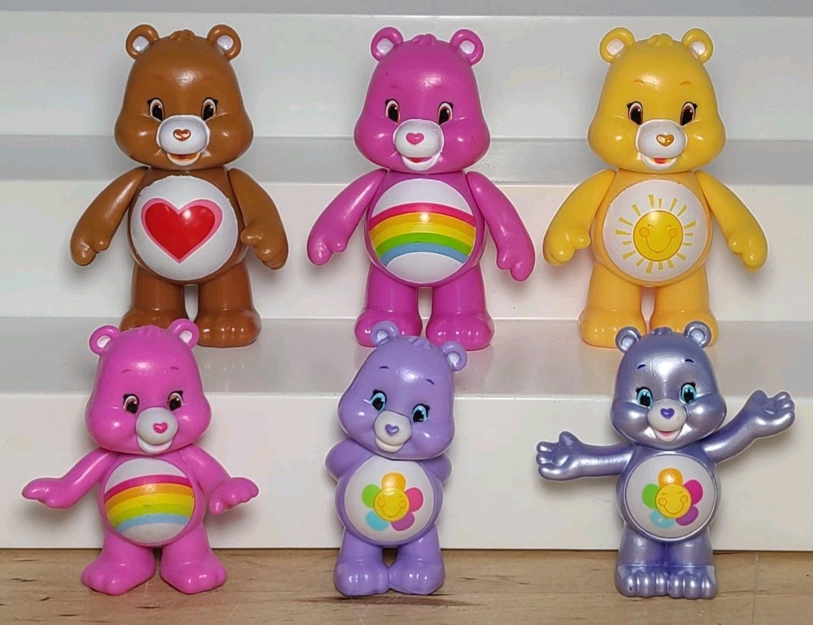 LOT Of 6 Care Bears TCFC Figures 3″ & 2″ Harmony Tenderheart Cheer (T3)