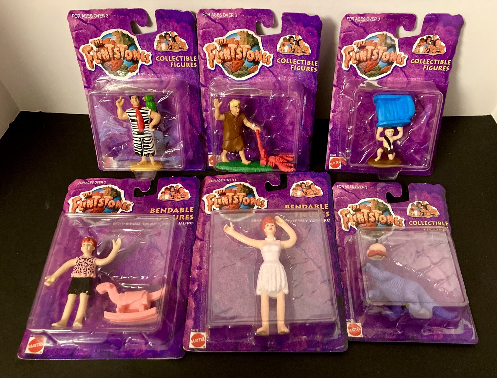 The Flintstones Lot Of 6 Movie Bendable Figures 3” & 41/2” Sizes 1993