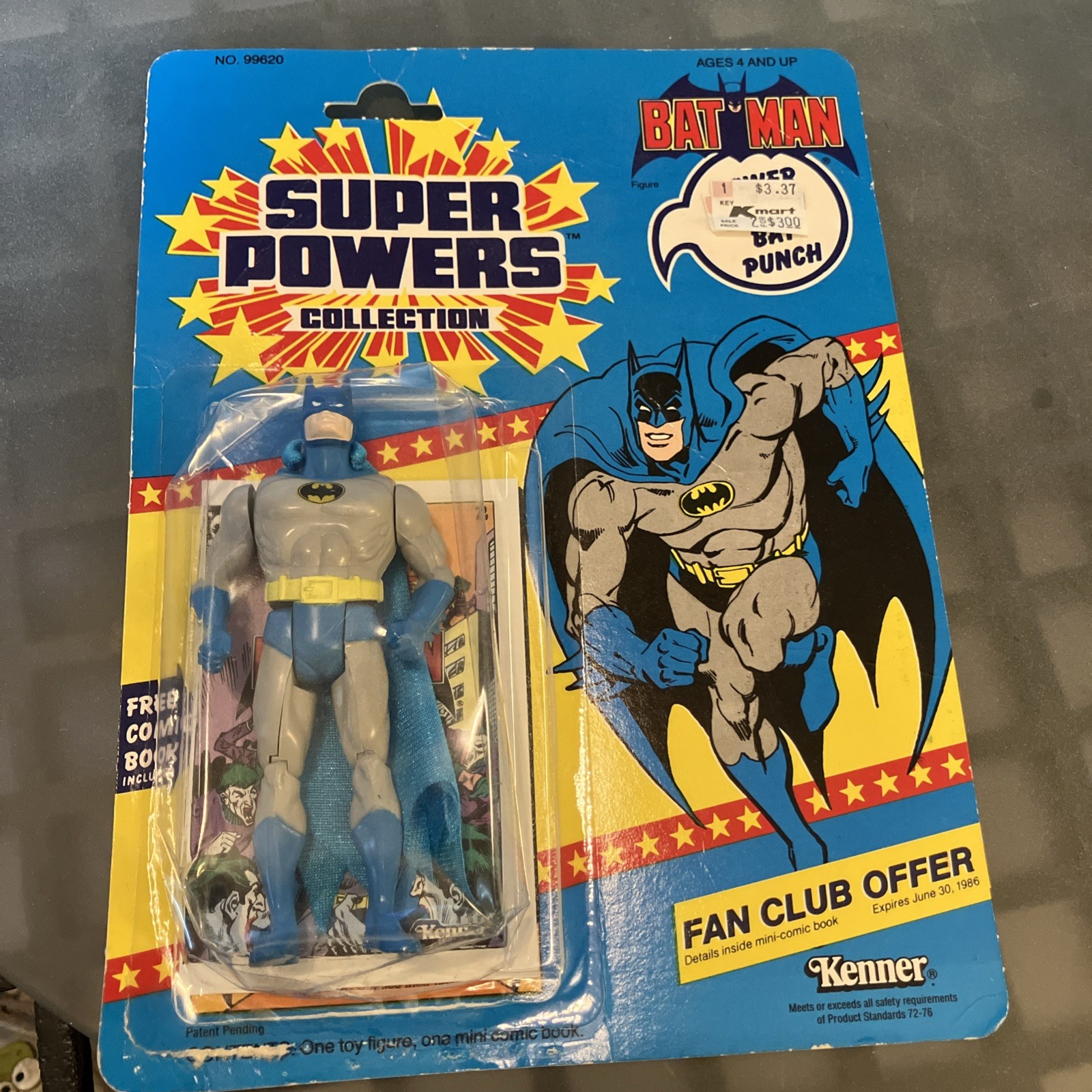 Vintage 1984 Kenner Super Powers Batman Action Figure And Card