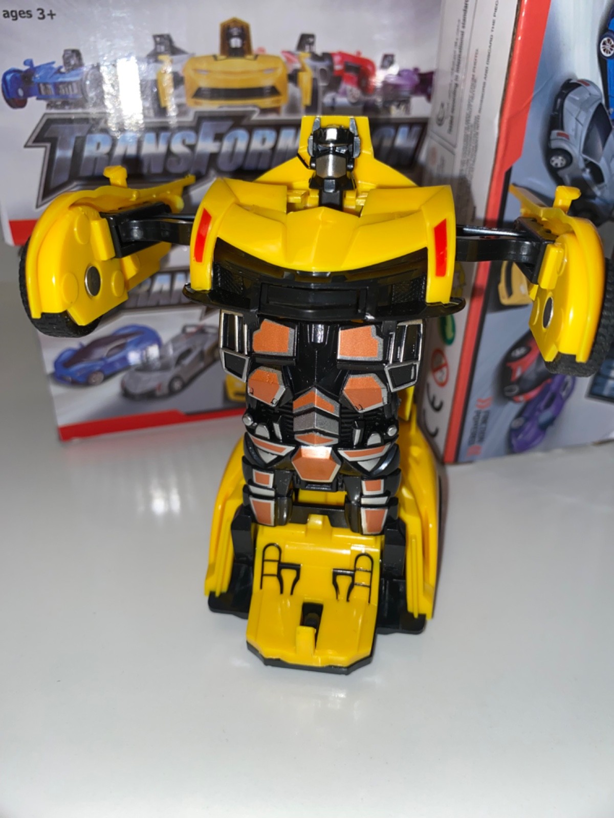 Transformer Robot Cars Friction 2 in 1 Kids Toy Toddler Yellow Color SPORT Car
