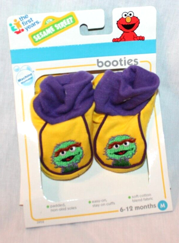NEW IN BOX SESAME STREET OSCAR BOOTIES MEDUIM 6-12 MONTHS