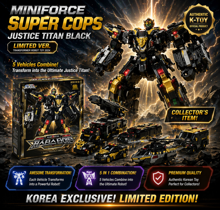 Miniforce Super Cops Justice Titan Black Limited Edition Transformer Robot Full